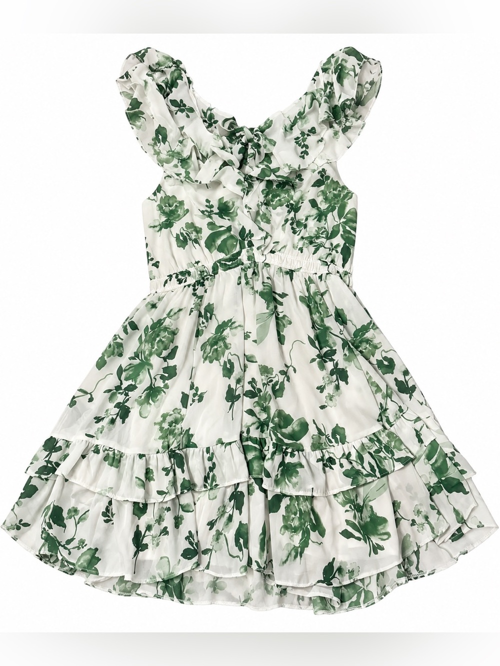 Abercrombie & Fitch Women’s XL Tall Green Floral Ruffle Dress NWT